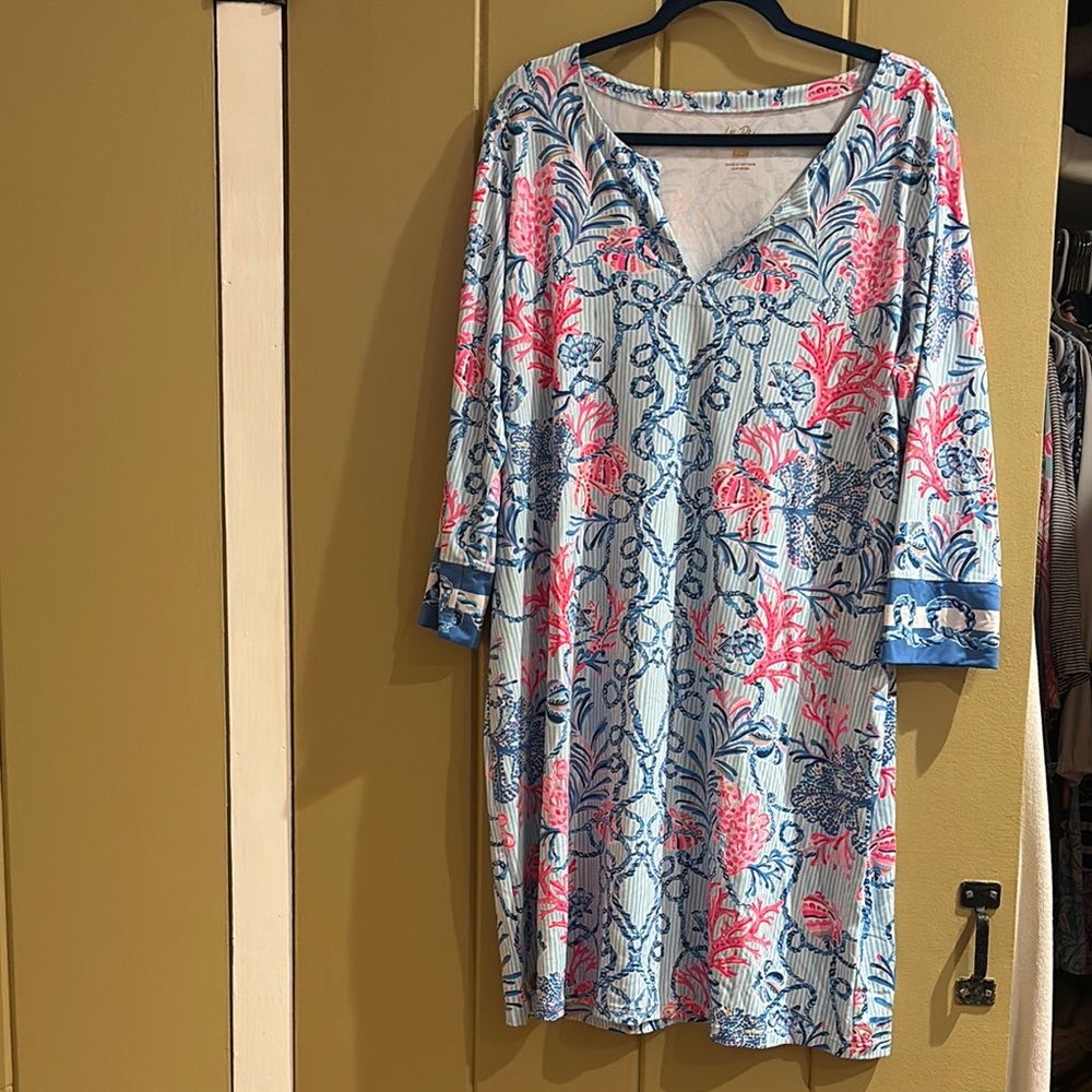 Floral Blue and Pink Women's Swim Cover-Up